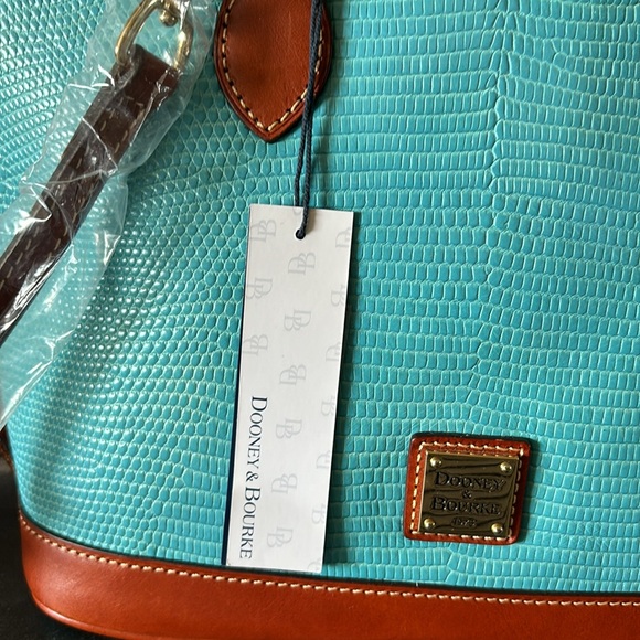 NWT Rare Aqua Dooney zip satchel or shoulder bag - Picture 5 of 9